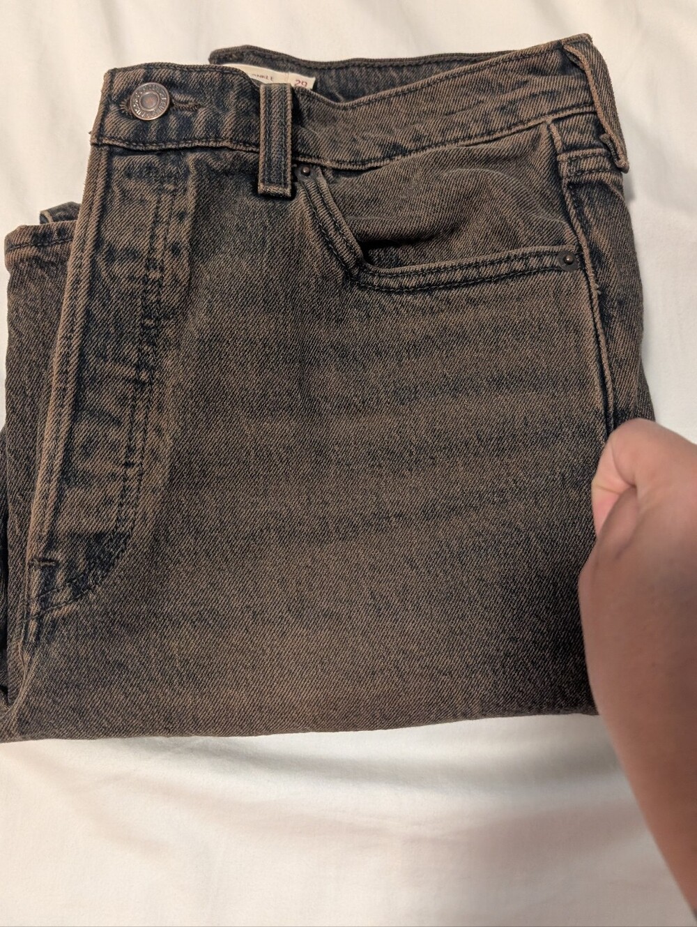 Women's Levi's Denim High Rise Ribcage Straight Ankle Size 29 Acid Wash brown